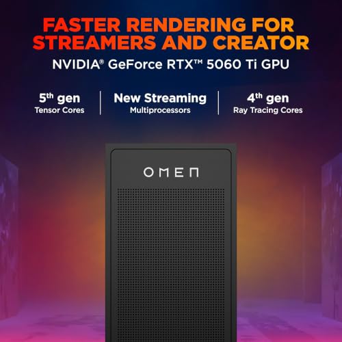 Image of HP Omen 35L Gaming Desktop, AMD Ryzen 7 7800X3D, 16GB NVIDIA GeForce RTX 5060 Ti (32 GB DDR5, 1TB SSD) Win11, M365 Basic(1yr)*MSO 2024, Black Stealth, 14.5kg, GT17-0002in