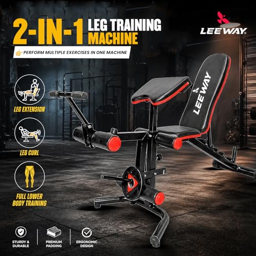 Image of Leeway LF350 Bench Press for Home Gym Setup | Adjustable Foldable Gym Bench /Table Exercise | Incline Decline Flat Positions with Leg Extension, Preacher Curl | Multipurpose Strength Training Workout(Black, Bench LF350)