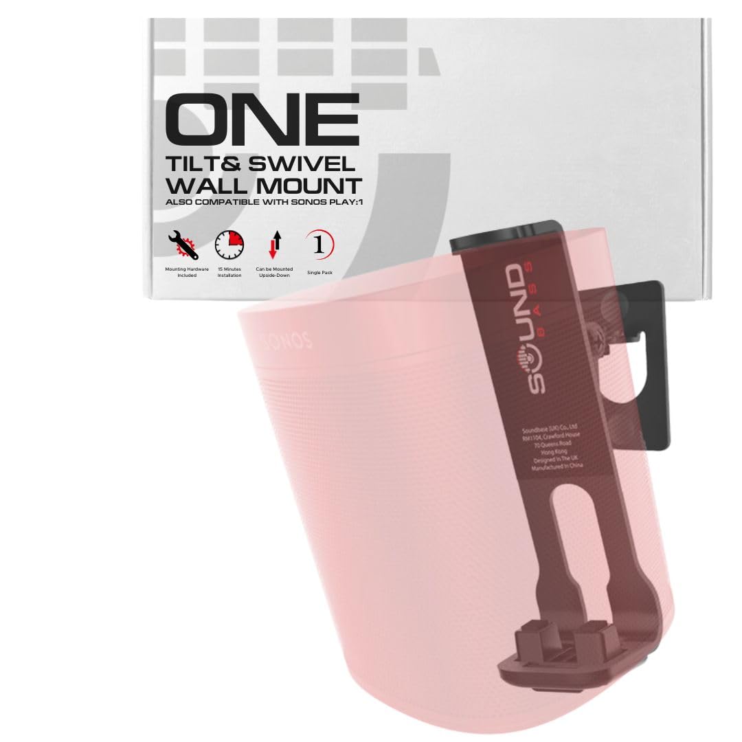 Sponsored Ad – Sound Bass One Wall Mount Bracket, Black, Single, Tilt & Swivel, Compatible with Sonos ONE, Gen 2, ONESL & Play:1