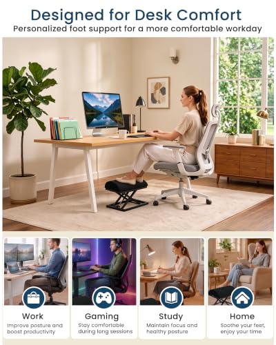 Image of Truly Infinite Height Adjustable Footrest｜No Bending Needed-Foot Step-to-Adjust｜2.7 inch-13.1 inch Height｜Washable｜Foot Rest Stool for Under Desk at Work, Office /Home /Gaming /Study Desk Essentials