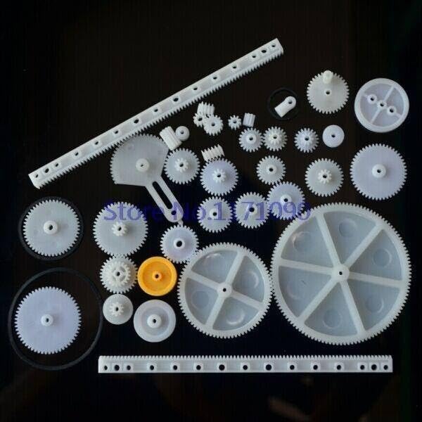 34 Kinds of Rack and Pinion Gear Bag Toy Model Pulley Plastic Worm Gear Reducer DIY Kit