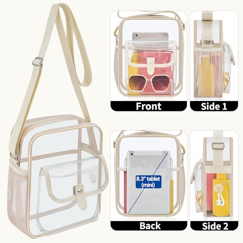Image of SPODEARS Clear Crossbody Bag for Stadium, Concert, Festival & More - Adjustable Shoulder Strap & Bottle Holder