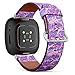 CJBROES Replacement Leather Watch Band, Compatible with Fitbit Versa 3 and Fitbit Sense of Wristband Bracelet Accessory - Pink Paisley