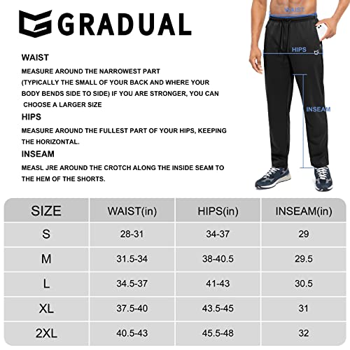 G Gradual Men's Sweatpants With Zipper Pockets Open Bottom Athletic Pants For Men Workout, Jogging, Running, Lounge (Black, Large) #TOP6