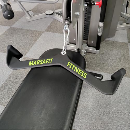 Image of Home Gym Fitness Rowing T-bar V-bar Pulley Cable Machine Attachments, Bicep Curl Tricep Lat pulldown Bar Back Strength Training Handle Grips Lat Pull Down Bar Press Down Exercises (Length 19 inch)