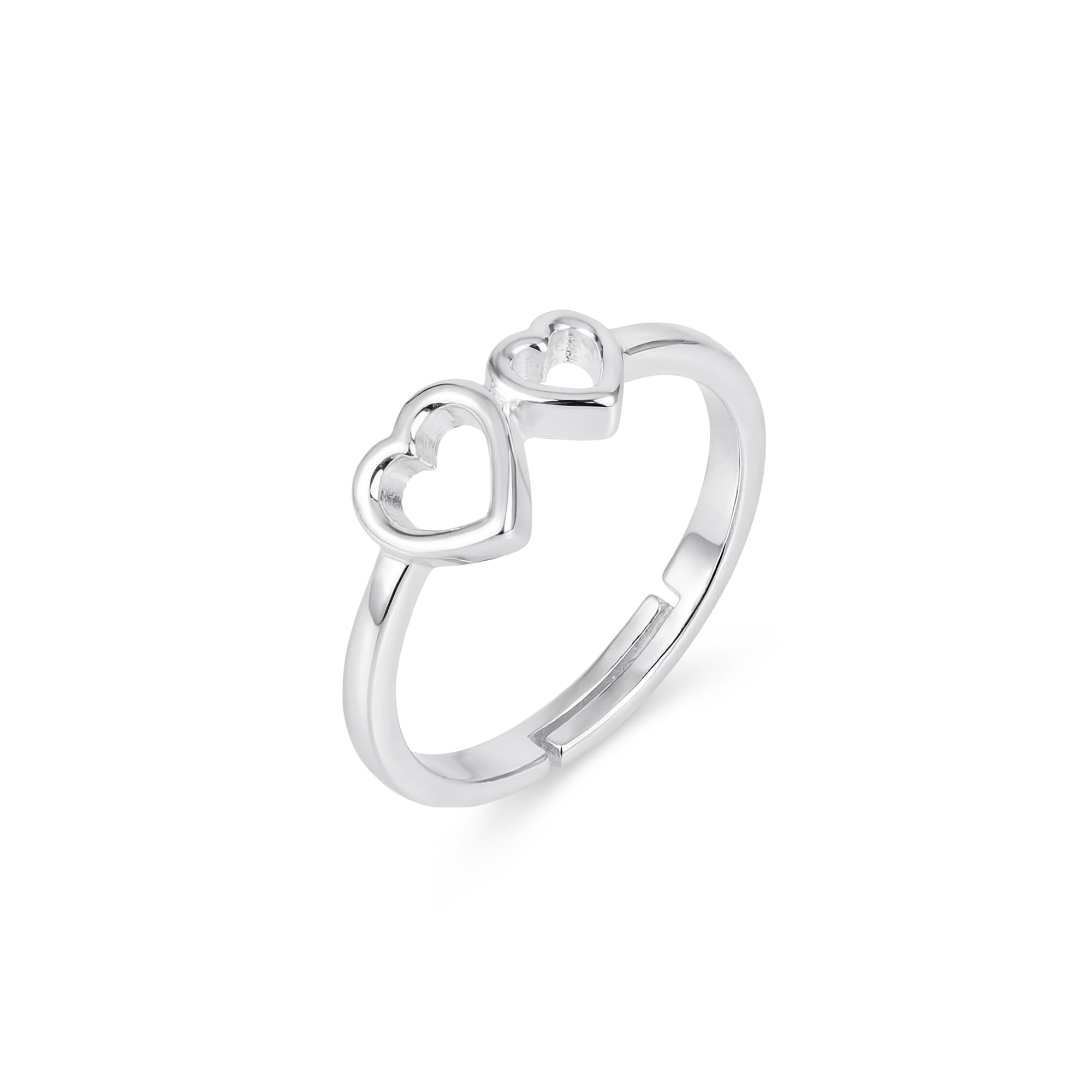 maira Pure Real 925 Sterling Silver Connected Heart Design Band Adjustable Ring | Premium Rhodium Plated | Hypoallergenic | Valentine's Day Gift For Women & Girls | 6 Months Warranty-picture-11