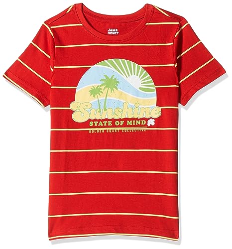 Image of Amazon Brand - Jam & Honey Boys 100% Cotton Printed Half Sleeves T-Shirt | Age 2-12 Years