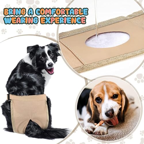 Image of Dog Reusable Diapers, Washable Diapers Adjustable Sanitary Pantie for Female Dogs in Heat (Khahi M)