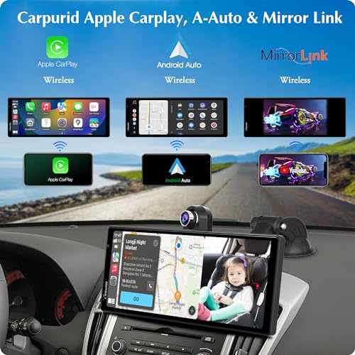 Image of Carpuride W903 9.3 inch Wireless Carplay & Android Auto with Dash Cam | 4K Front & 1080P Rear Camera, Loop Recording, Bluetooth Audio, Mirror Link, GPS