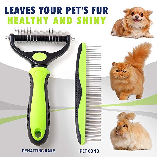 Rexipets Pet Dematting Grooming Set- 2 Sided Undercoat Rake + Grooming Comb For Dogs And Pets- Safe And Easy Mats… - Image 8