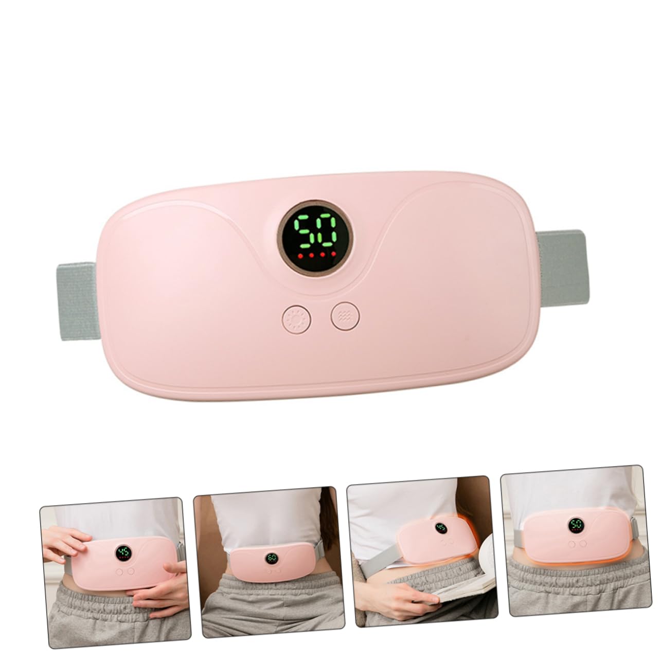 Cinturón Térmico Menstrual Rosa Vibración, 1 Juego | Calentamiento Constante, para Abdomen y Cuello, Abs Cobre, Flannelette y Tela Elástica, Carga USB