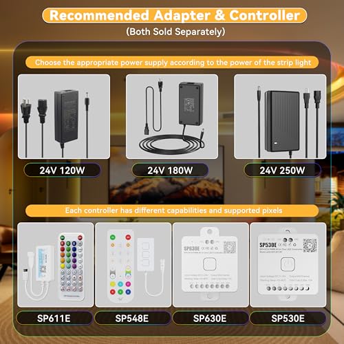 Image of PAUTIX RGB Smart IC COB LED Strip Light Addressable 24ft /7.5m,UL-Listed DC24V Color Flowing Strip Light Multicolor Flexible Tape Lights for TV,Bedroom,Party DIY Decoration(Without Controller&Adapter)