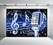 BELECO 8x6ft Fabric Microphone Music Backdrop Music Notation Musical Notes Background Music Karaoke Theme Party Decorations Photo Booth Shoot Studio Props