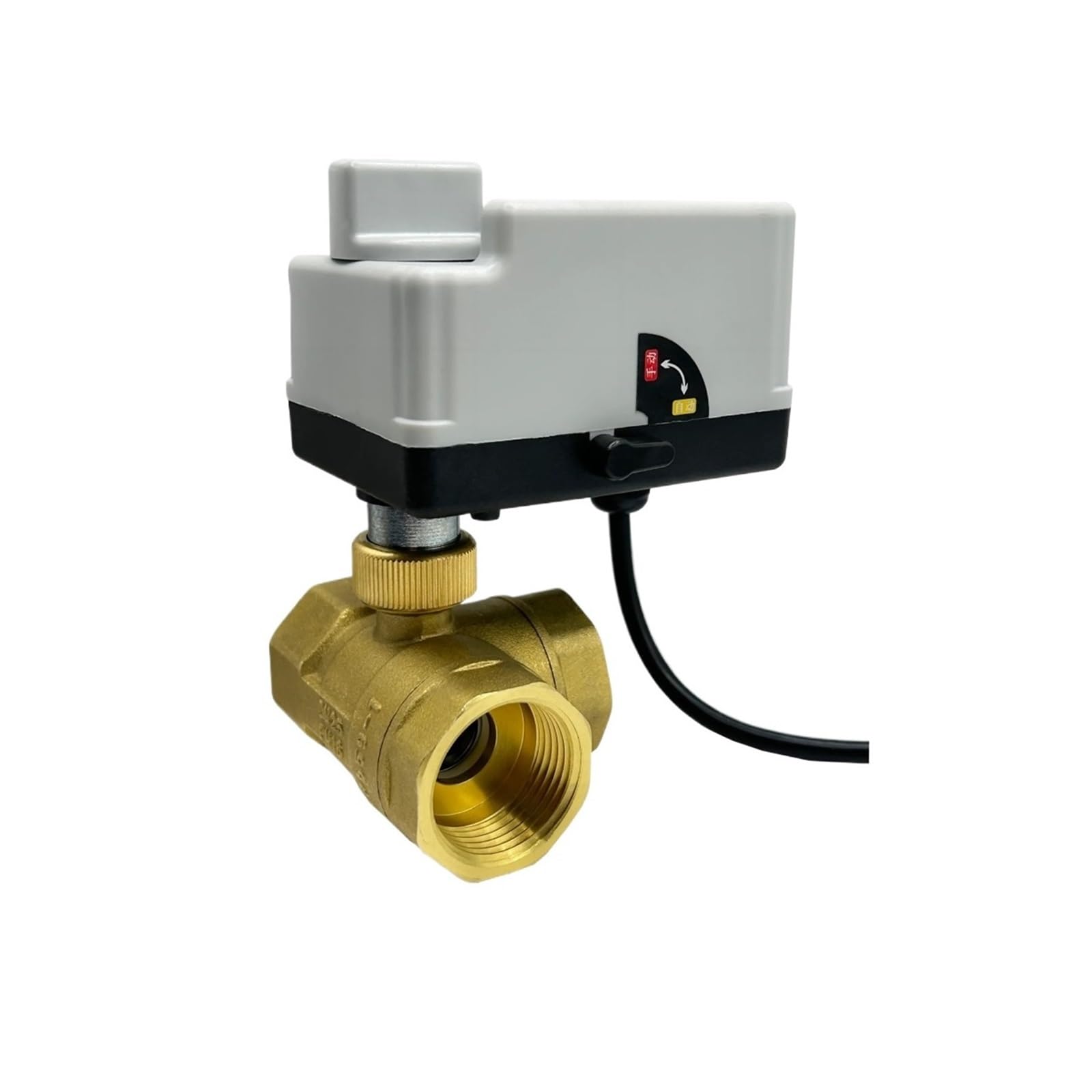 Flglqutsv 1-1/4 Brass Motorized Ball Valve, " Three Way Cr02 L Type Three Wire Two Control 220V 12V 24V With Manual Switch(Ac220v)
