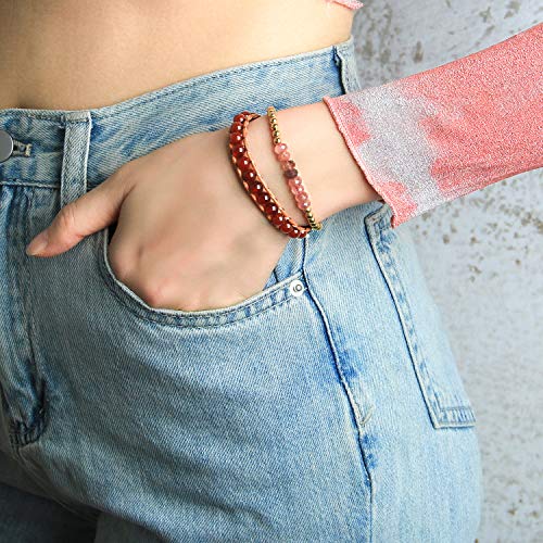 Image of KELITCH Turquoise Beaded Wrap Bracelets Bangle Handmade Charm Chain Strand Bracelet For Women