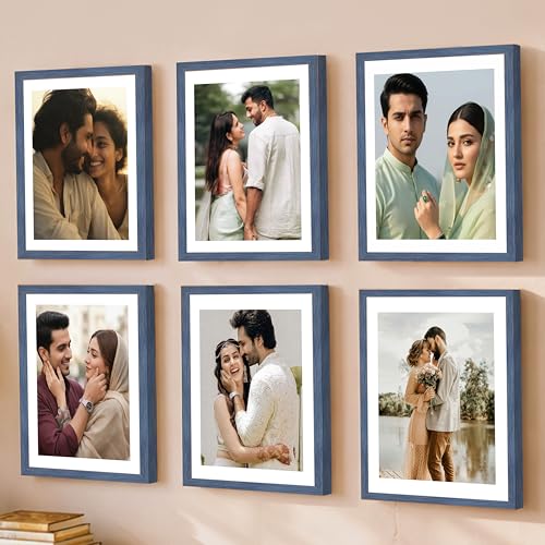 Image of Art Street Premium Photo Frame for living room, Classic Aesthetic Design Photo Frames for Photograph, Art Work, Kids Room Set of 6 (6x8 Inch, Blue)