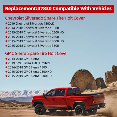 Image of LAWETA Upgraded 47830 Spare Tire Hoist Cover Compatible with Chevy Silverado Gmc Sierra 1500 2500 3500 2014-2019