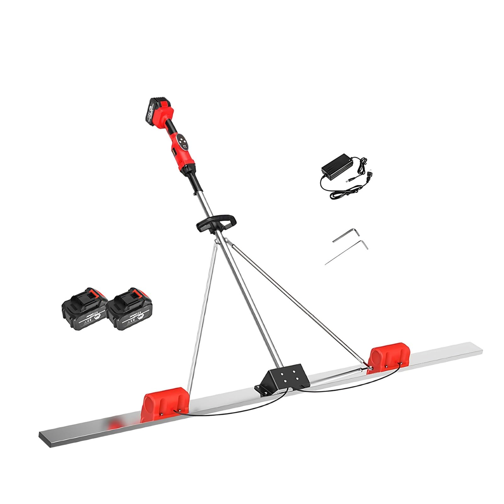 Cordless Concrete Screed, 3000-6000 RPM Dual Motor Vibration System, 6000mAh Battery, Stainless Steel Screed Board for Concrete Surface Leveling and Pavement Smoothing(1.8M)