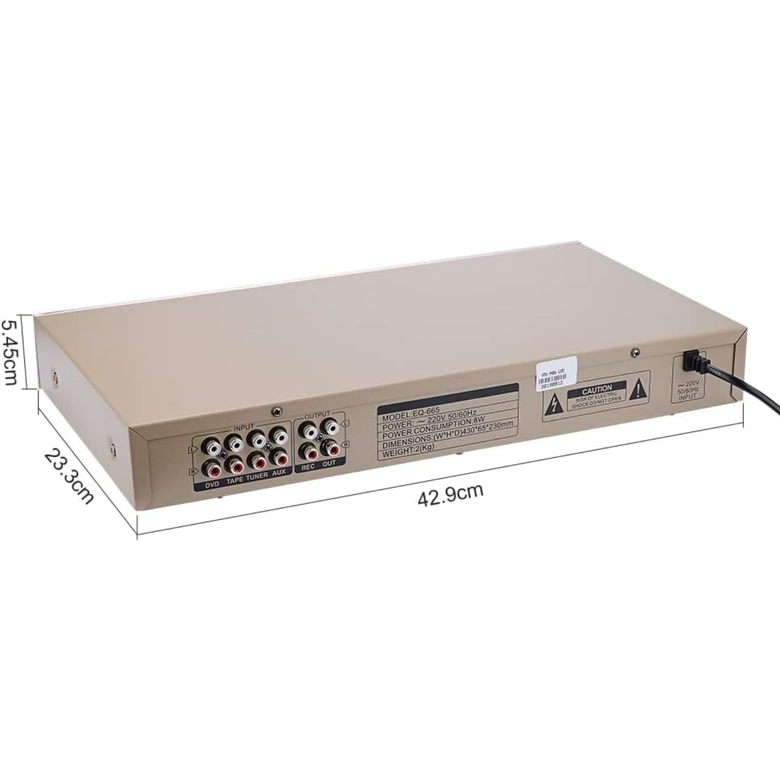 Korektor efektów stereo, bezstratny cyfrowy kontroler efektów audio, korektor korektora Hi-Fi, korektor graficzny wysokiego/średniego/basu (złoty, EQ-665)