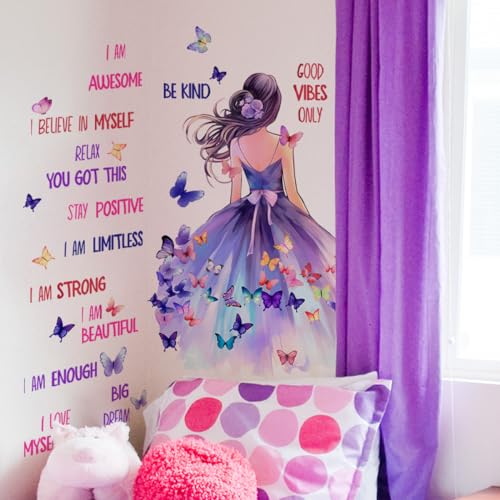 Vinilo Decorativo Niño Vestido Morado con Mariposas miniatura 4