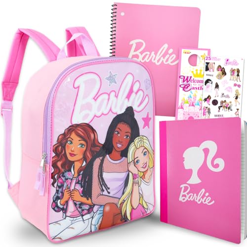 Barbie Backpack with School Supplies for Girls - Bundle with School Bag, Stationery Set, Water Bottle, More | Barbie Backpack Set for Kids