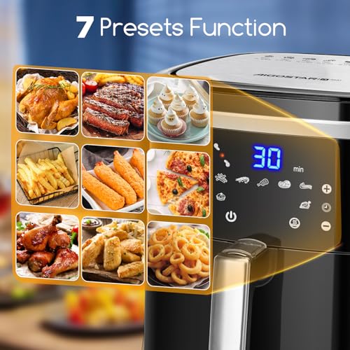 Aigostar Cube - Heißluftfritteuse 7L XXL, Airfryer 1900W, 7 Programmen, Warmhalten, 20 Rezepte, ohne Öl, für 6-10 Personen, Air Fryer mit Digitalem LED-Touchscreen, Schwarz – Bild 3