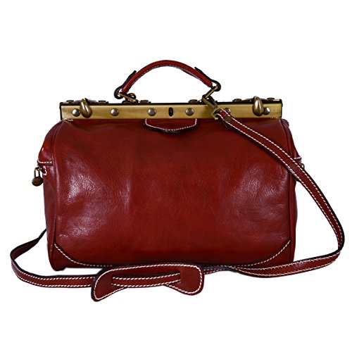 Sac pour médecin en cuir véritable rouge cartable maroquinerie Italie