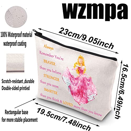 WZMPA Princess Cosmetic Makeup Bag Movie Fans Gift You Are Braver Stronger Smarter Than You Think Princess Makeup Zipper Pouch Bag for Women Girls Always Sleeping Aurora - Image 2
