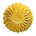JWH Handmade 3D Flowers Accent Pillow Round Sunflower Cushion Decorative Pillowcase with Pillow Insert Home Sofa Bed Living Room Decor Gift 12 Inch / 30 cm Cotton Canvas Wool Yellow