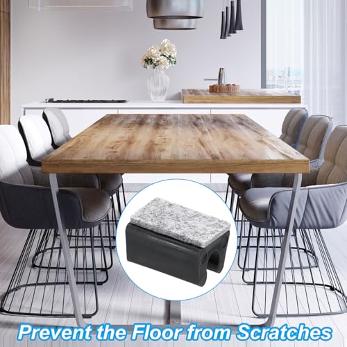 Cubierta de pata de silla rectangular PATIKIL de 8mm con fieltro negro, pack de 16 piezas 6