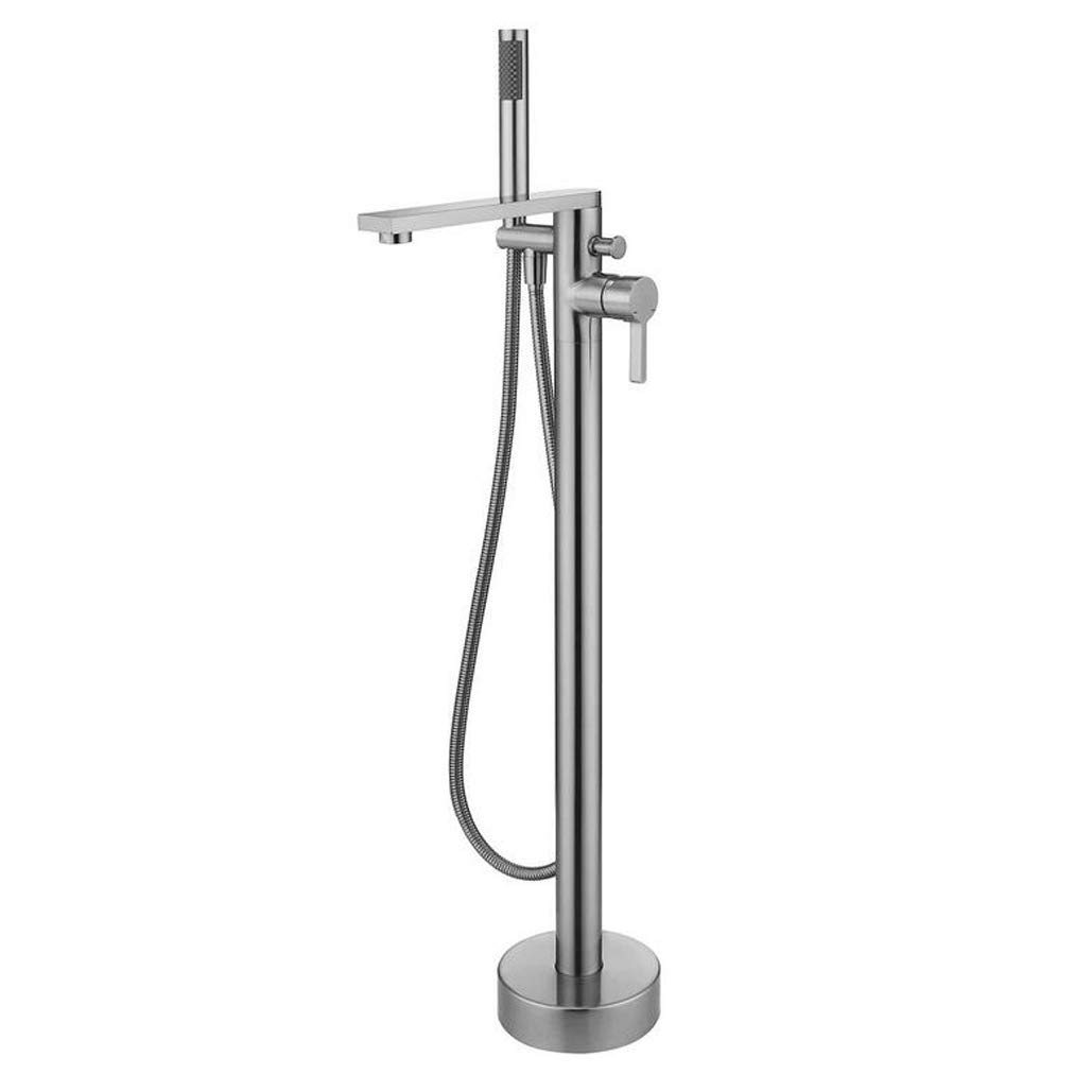 Système de Douche, robinetterie de Baignoire sur Pied, robinetterie de Salle de Bain monocommande en Laiton Noir avec douchette, Ensemble de Douche de Luxe, Nickel brossé