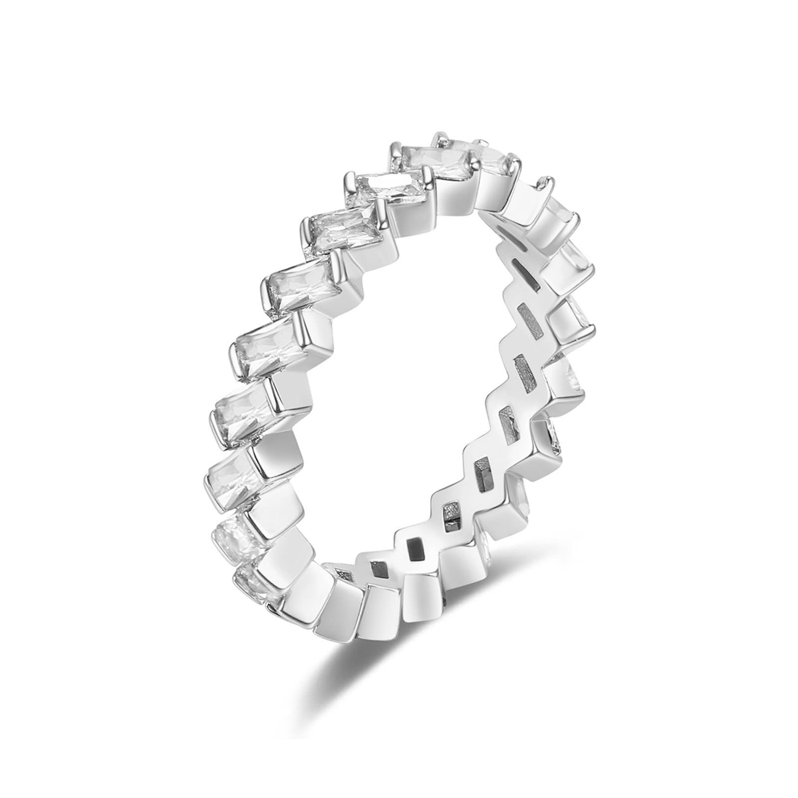 Moissanite pierścionki obrączka ślubna z białego złota dla kobiet 18-karatowa niemetalowa pieczęć (tylko moda) z prostokątną cyrkonią sześcienną rozmiar H 1/2 moda dla lesbijek biżuteria noworoczna