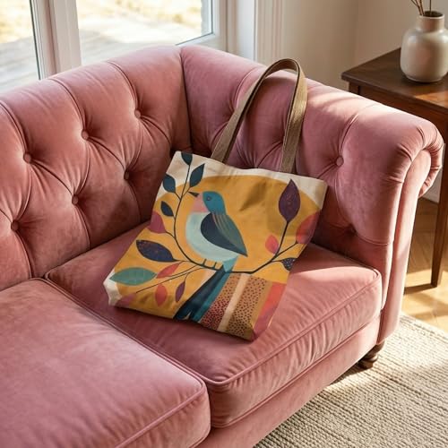 Image of Canvas Tote Bag with Zipper for Women| Inside Pocket | Cotton College Shoulder Bag | Stylish Travel Sling & Handbag for Daily Use