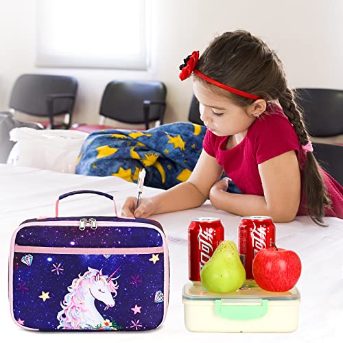 Lunch Bags For Kids Girls Insulated Lunch Boxes Cooler Lunch Tote Bag Picnic Bag For School Children (Purple Starry Sky, 11) #TOP4