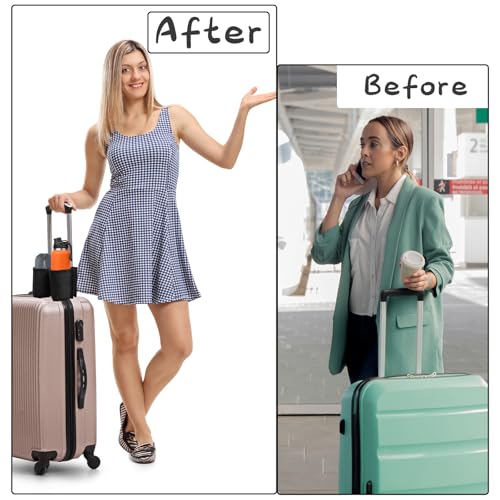Image of Luggage Cup Holder, Free Hand Luggage Cup Holder for Suitcases Luggage Travel Cup Holder Essential Luggage Accessories Gift for Travelers Flight Attendants (Black)