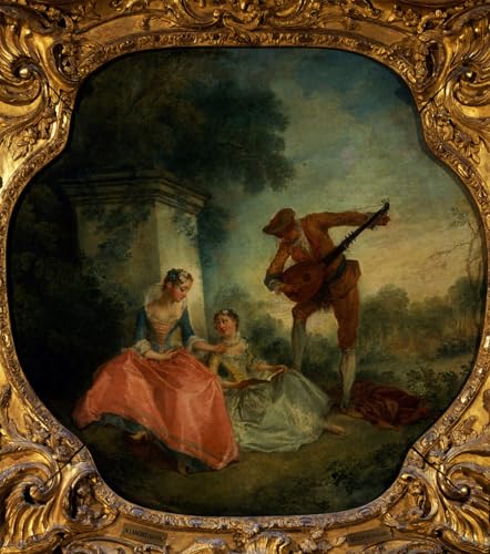 Toile leçon de musique Nicolas Lancret déco murale 60x90cm sans reflets