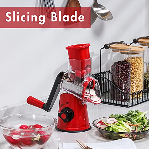 GDL Cheese Grater Rotary, Vegetable Slicer with 3 Interchangeable Drum Blades,Grater Kitchen Fast Cutting for Time Saving, Rotary Grater Suitable for Vegetable, Fruit, Nut, etc. - Image 5