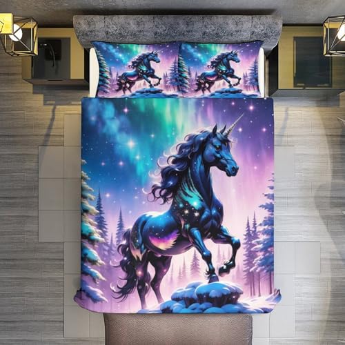 Linge de lit avec fermeture éclair motif cheval double face en microfibre douce