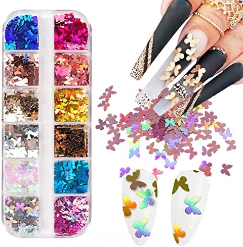 Amazon.com : 12 Grids Colorful Heart Nail Art Glitter Sequins 3D