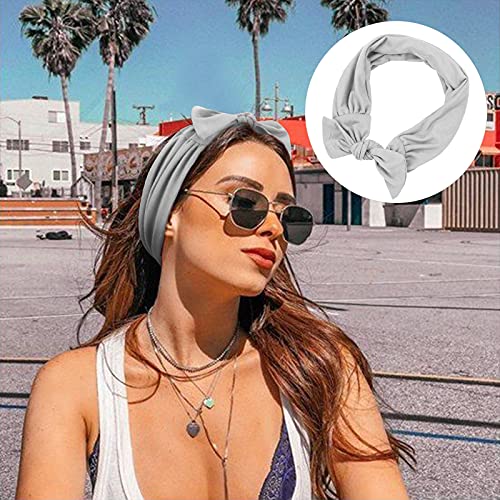 Image of DRESHOW 6 PCS Adjustable Headbands for Women Knotted Headbands Elastic Non-Slip Fashion Hair Bands for Workout Sports Running Yoga