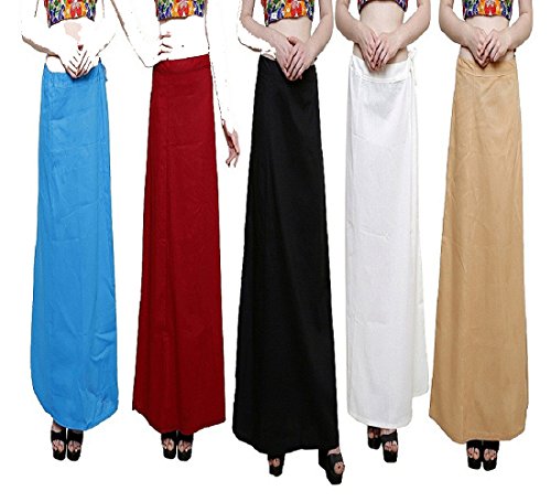 Image of Pistaa's combo of Women's Cotton Best Plain Solid Indian Readymade Inskirt Saree petticoats
