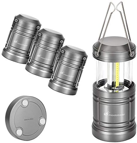 Moobibear LED Camping Lanterns 4 Pack, 500lm Super Bright Camping Lights, Collapsible Emergency Battery Powered Lantern with Magnetic Base for Home, Power Outages, Hurricane Supplies, Outdoor Campers