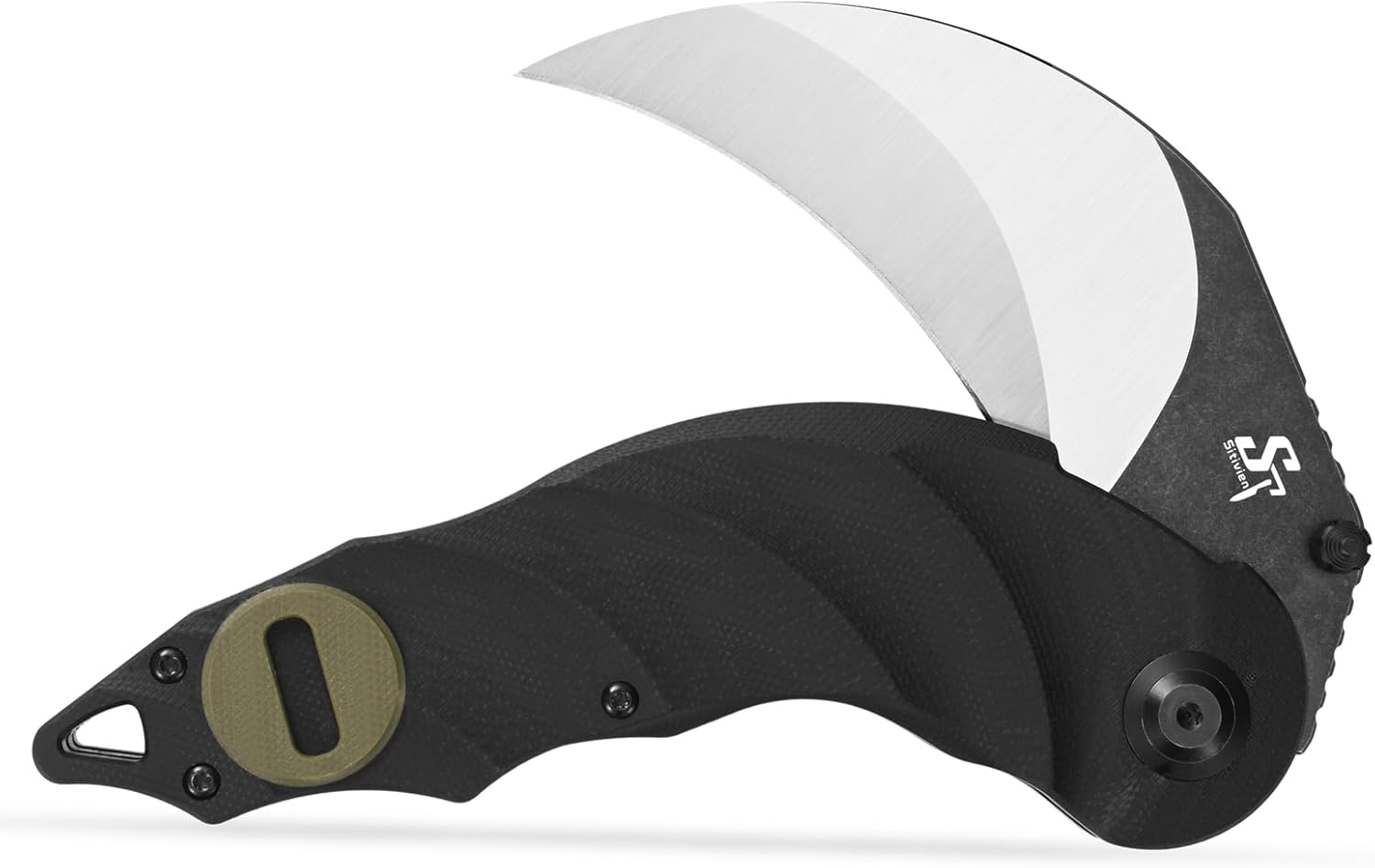 Sitivien ST160 Pocket Folding Knife,K110 Steel Blade with G10 Handle EDC Tool Knife for Outdoor Camping,Hiking,Fishing(Green)