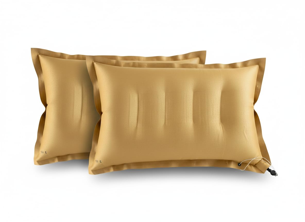 pm square brown premium air travel pillow pack of 2 for traveling, camping, hostel and office