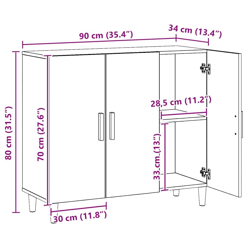 vidaXL Aparador de Madera de ingeniería Roble Artisan 90x34x80 cm