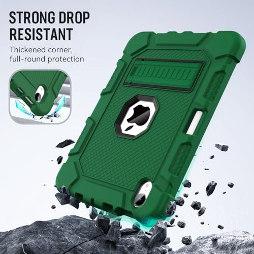 Image of Azzsy Case for iPad mini 7 A17 Pro 2024 / iPad mini 6 2021 8.3 Inch, Heavy Duty Shockproof Rugged Protective Case for iPad mini 7th /6th Generation 8.3 inch, Alpine Green