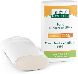 Aleva Naturals Baby Sunscreen Stick SPF 45+, Fragrance-Free, Natural Organic Ingredients, For Babies and Toddlers, Sensiti...