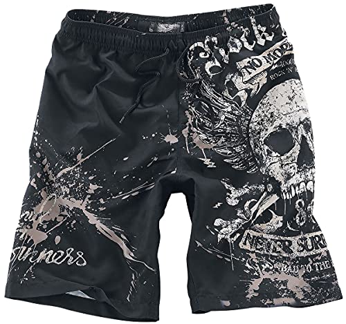 Rock Rebel by EMP Herren Schwarze Badehose mit rockigem Print XXL