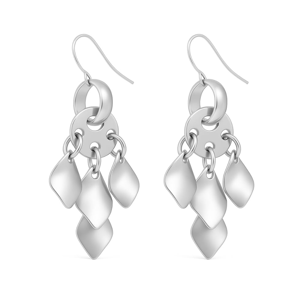 Orecchini Donna Pendenti a Petali in Acciaio Inox – Leggeri ed Eleganti, Antiallergici, Design Floreale, Idea Regalo per Donna e Ragazza occ0209b