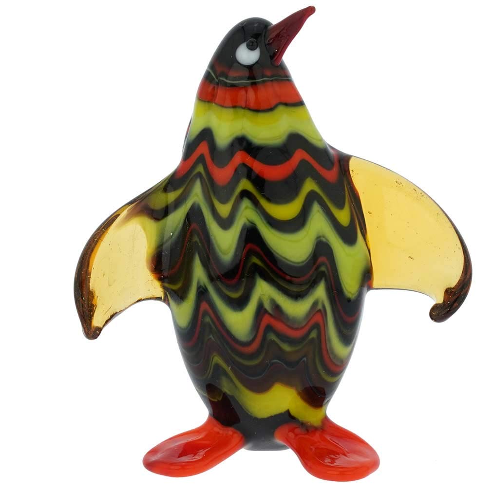 Murano Glass Penguin Bird Figurine Collectible Statue Multicolor Small